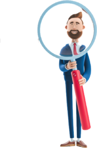3d Character With Large Magnifying Glass
